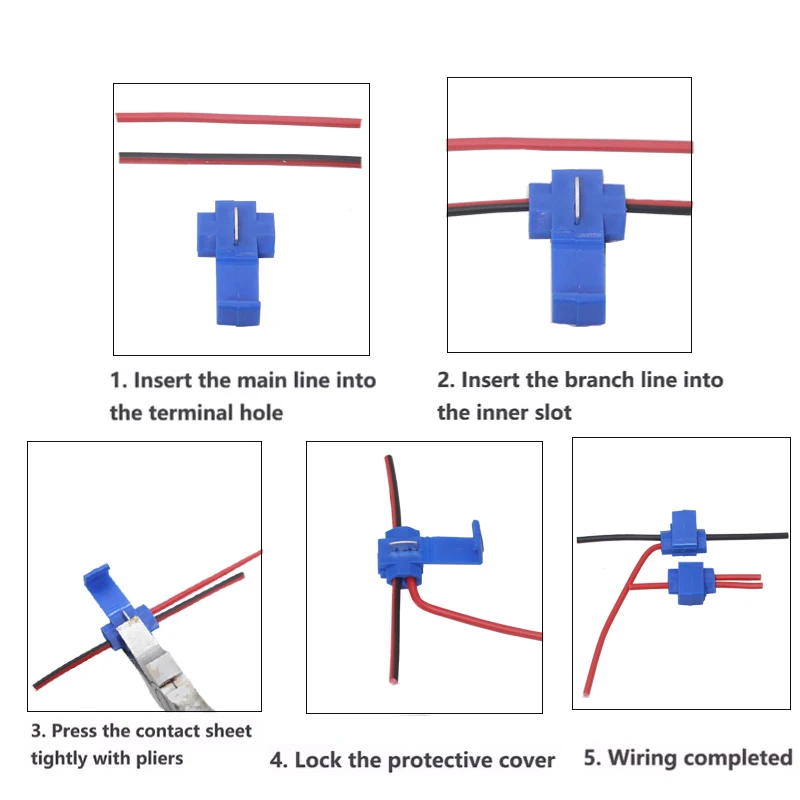 【50-10PCS】Solderless Quick Splice Wire Connectors, 22-10 AWG  Lock Snap Electrical Wire Connector(22-18AWG Red 18-14AWG