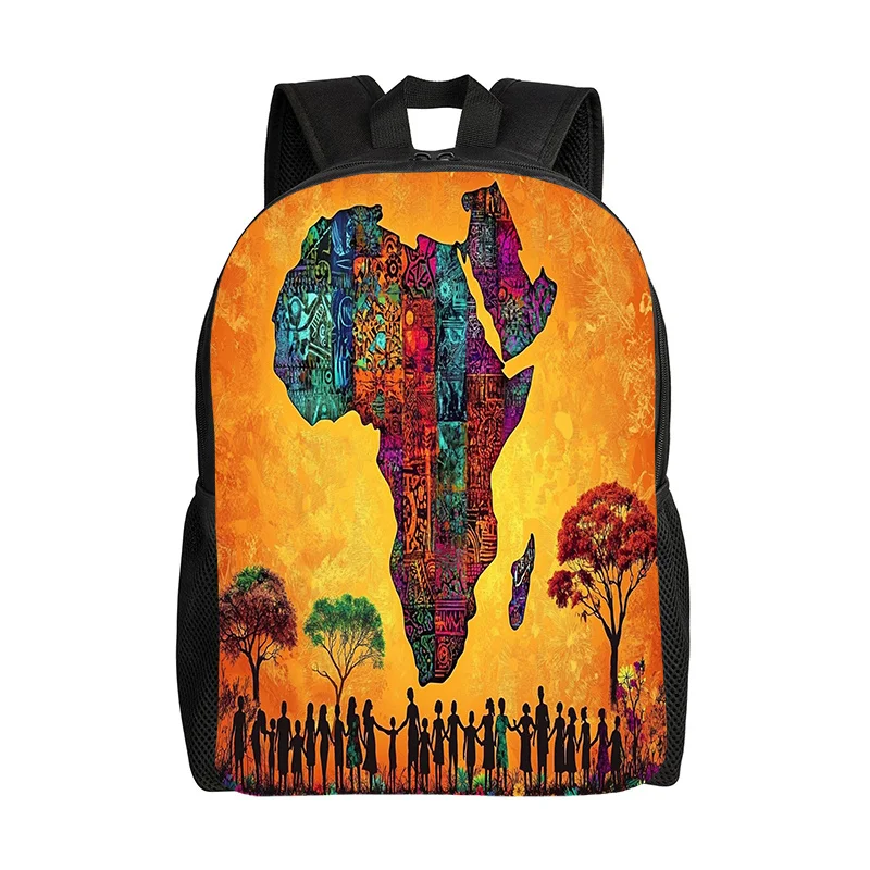 

African cultural backpack with vibrant African art prints - adjustable shoulder straps and zipper closure