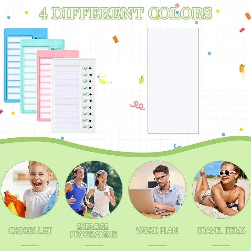 1 pcs Chore Chart with 5 pcs Blank Card,Plastic Checklist Board with Detachable Cardstock to Do List for Routine Planning