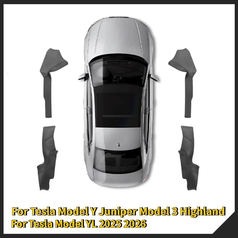 Pour Tesla Model 3 Model Y/YL 2026 PU-Leder Vordere et Hintere Türschwellenschutzleiste Anti-Kick-Schutzpanel Accessoire
