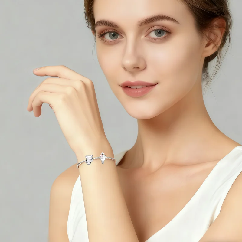 حار بيع فتاة الدب سلسلة متعددة سحر الخرزة قلادة تنطبق على الأصلي الأوروبي تصفيح الفضة والمجوهرات DIY صنع الهدايا