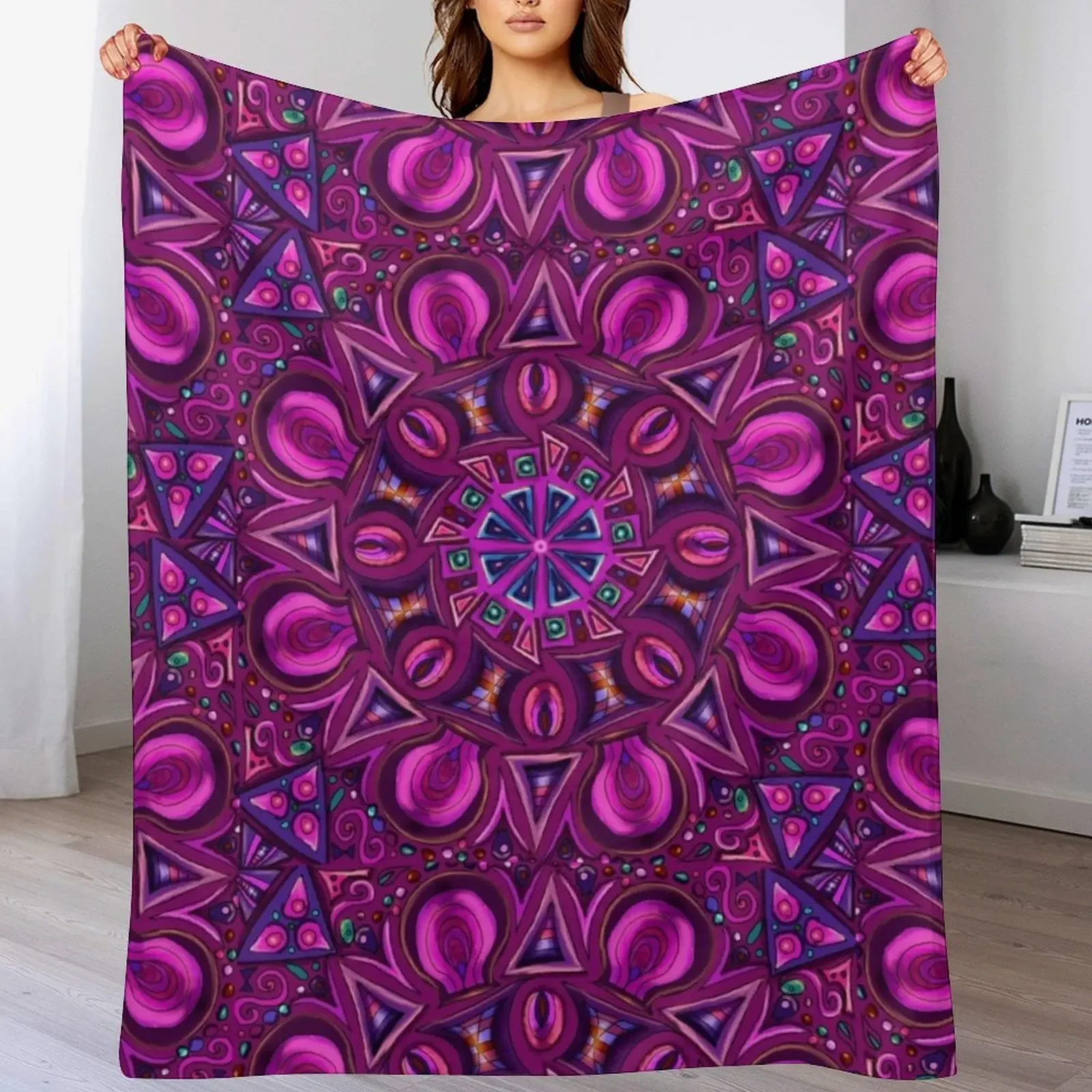 

Kaleidoscope Throw Blanket Loose for sofa valentine gift ideas Moving Blankets