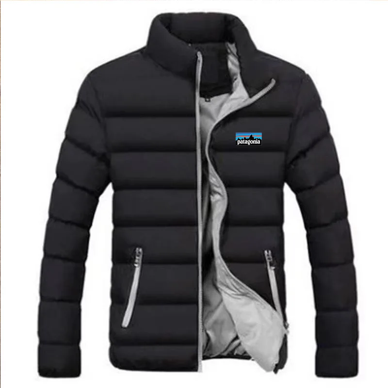 Veste de sport en coton pour hommes, manteau de camping en plein air, parka épaissie solide, mode Stand UR, automne et hiver