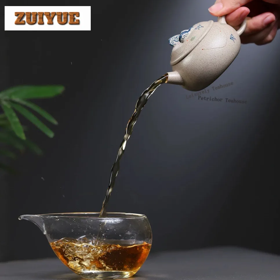 110ml Boutique Yixing Purple Clay Teapots Handmade Yunqi Butterfly Shadows Pot Raw Ore White Section Mud Kettle Zisha Tea Set