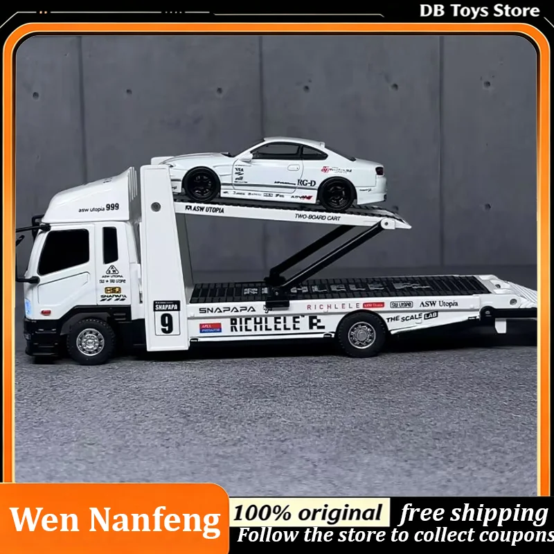 New Wen Nanfeng Asw Utopia 1:64 Double-Decker Rc Trailer 2.4ghz Proportional Remote Control Movable Tailgate With Lights