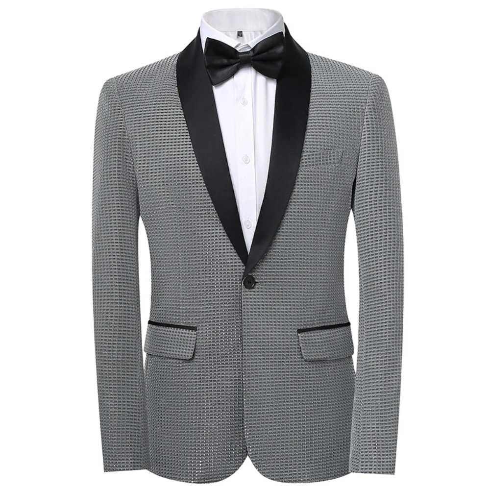 Premium Men's Formal Dinners & Ceremonies Suit, Blazer Pants Bow Tie 3pcs Set, Shiny Stylish Wedding Groom Wear, Dancing Tuxedo