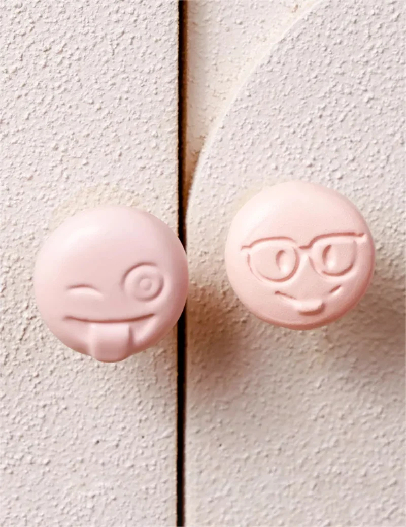 Cute Emoticon Furniture Handle Round Cabinet Handles Door Drawer Knobs Pink Iron Cupbaord Wardrobe Closet Pulls For Room Diy