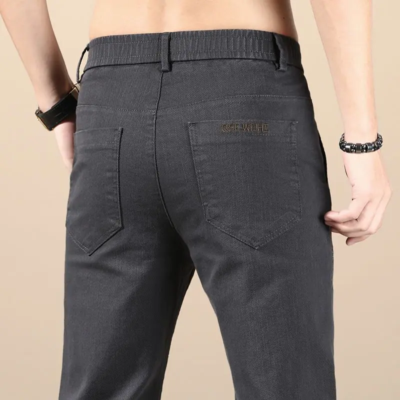 

Летние тонкие повседневные брюки 2025 года, мужские универсальные эластичные тонкие прямые брюки, мужские корейские модные модные длинные брюки для деловой работы