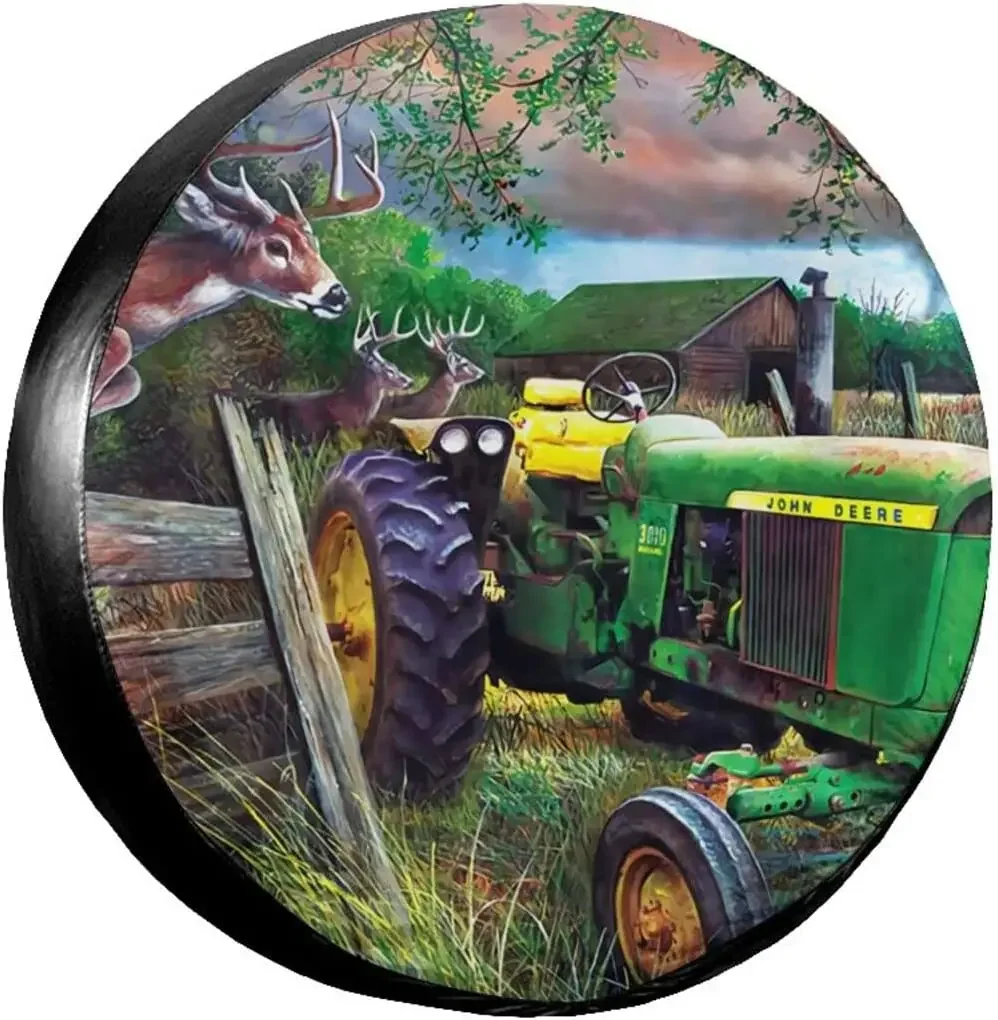 Spare Tire Cover Universal Tires Cover Farm Tractor Nature Deer Car Tire Cover Wheel Weatherproof and Dust-Proof UV Sun