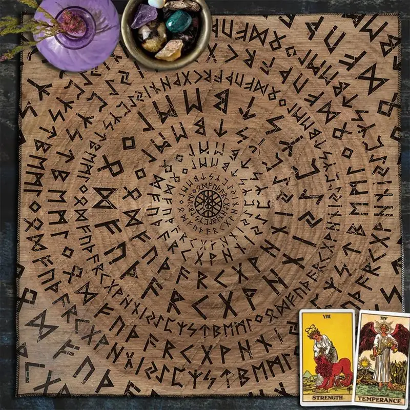 VIKAMA white silver pentagram rune norse pagan celestial tarot mat oracle card spread home decor spiritual altar decor
