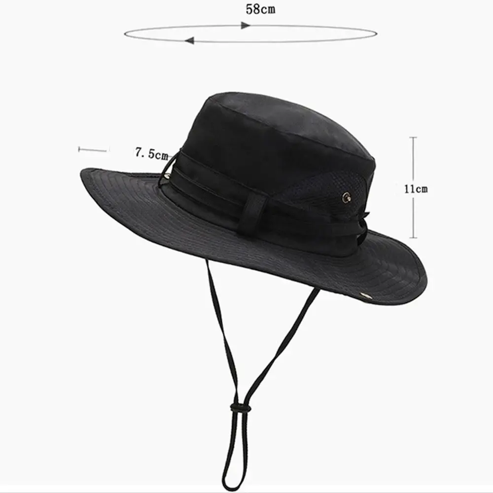 Summer Men Bucket Hat Outdoor UV Protection Wide Brim Panama Safari Hunting Hiking Hat Sun Hats Mesh Beach Cap Fishing Hat