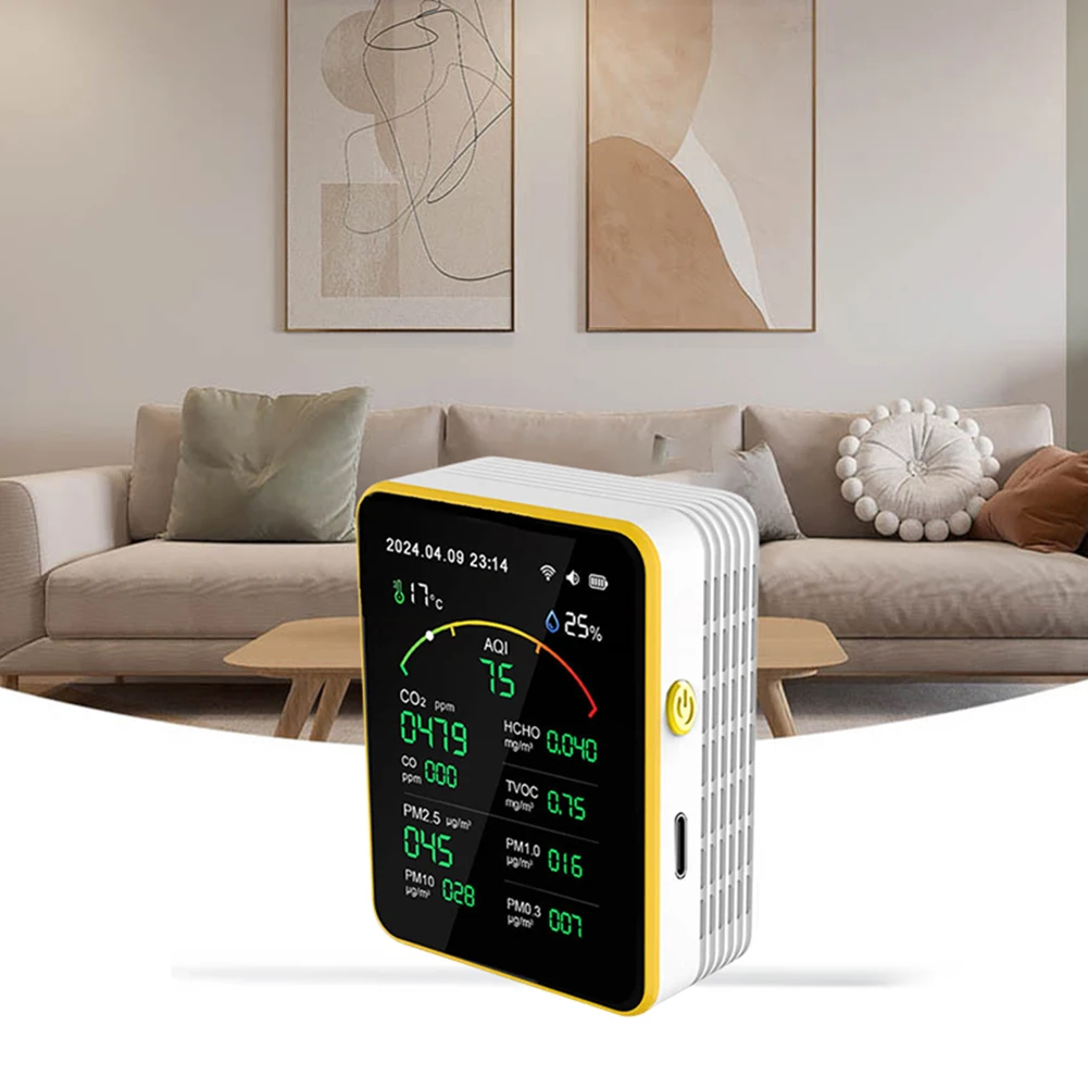 15 in 1 Digital CO2 Meter LCD Display with Smart Plug CO2 Temperature Humidity Air Quality Detector Home Carbon Dioxide Sensor