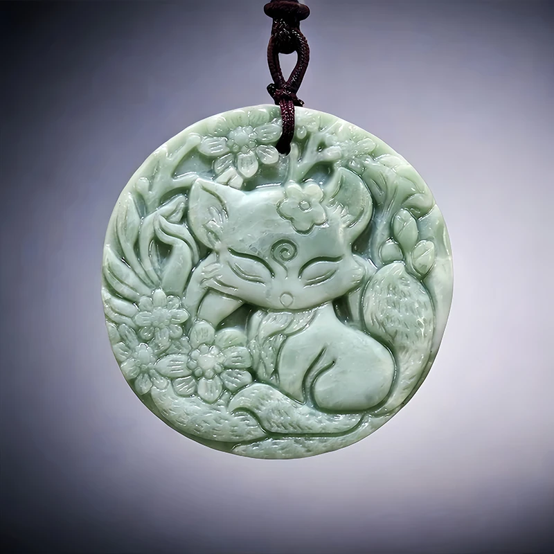 

Ожерелье с подвеской из натуральной Нефритовой лисы, аксессуары из драгоценных камней, роскошные резные ювелирные изделия, винтажные талисманы из камня, дизайнерский подарок