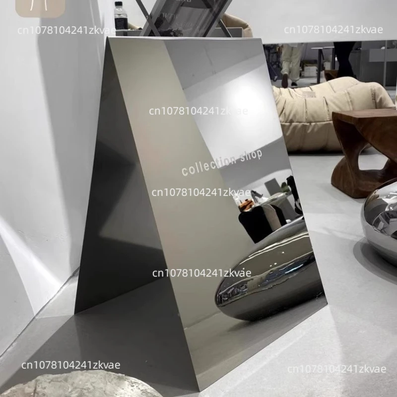 Floor-standing stainless steel signboard standing Internet celebrity photo punching mirror billboard coffee shop display board