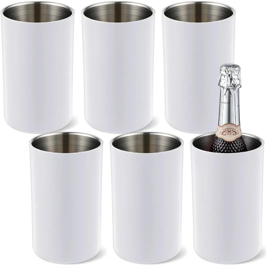 

6 Pack Wine Chiller Bucket Wine Bottles Cooler Bulk Stainless Steel Double Wall Insulated Champagne Ice Bucket for Parties Fits