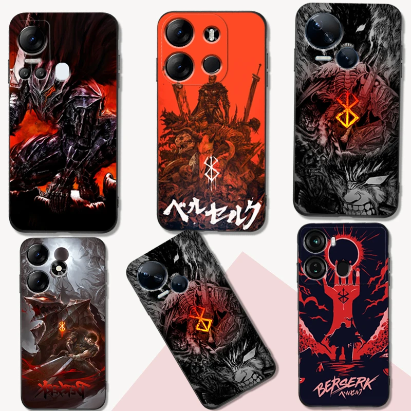 Black tpu Case For itel A60 P40 VISION 5 A18 S18 INFINIX SMART 7 PLUS 7HD HOT 30 30I PLAY NOTE Berserk Guts Anime