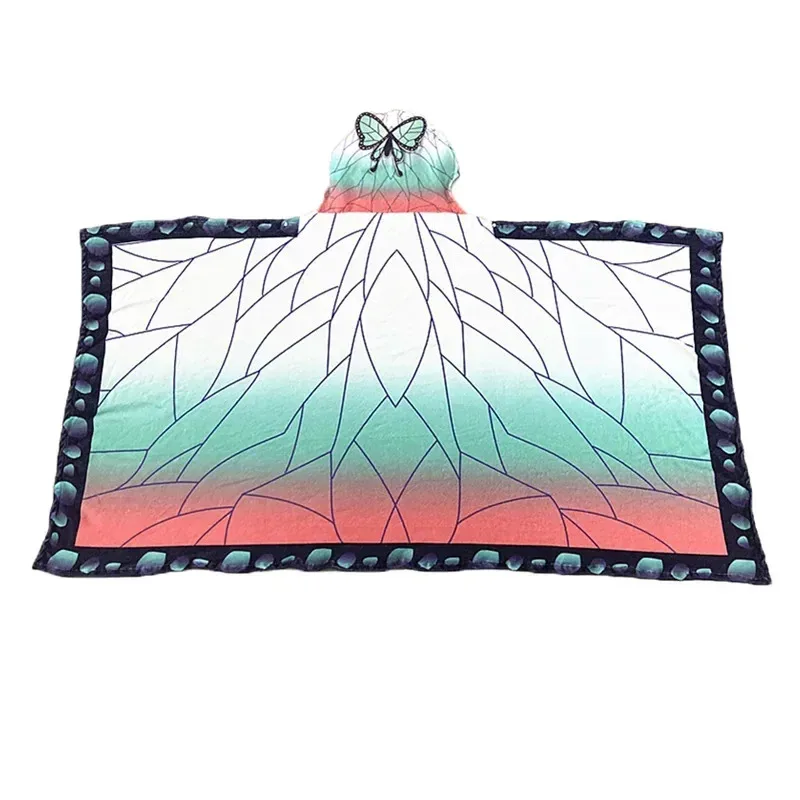 Az15Demon Slayer 코스프레 의상 애니메이션 담요 망토 Kamado Nezuko Tanjirou Tsuyuri Kanao 플란넬 어린이를위한 따뜻한 목도리 성인 여성