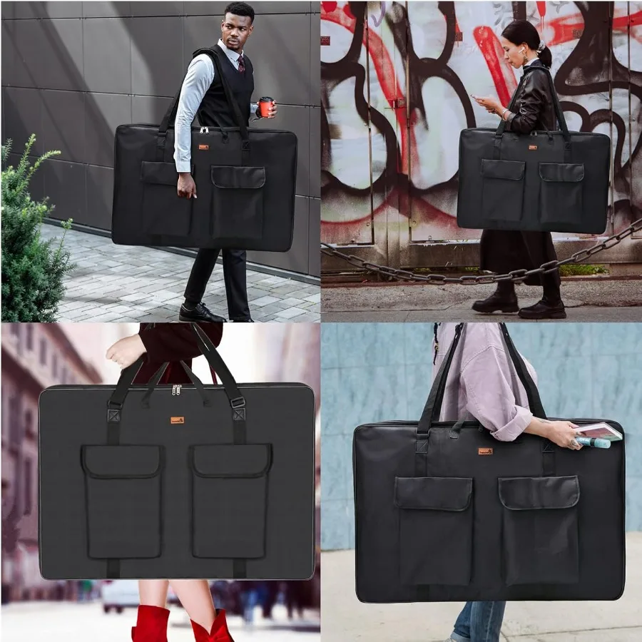 حافظة فنية مقاس 24 × 36 بوصة حقيبة حمل قماشية مقاومة للماء مع مقبض حمل للفنانين مجلد محفظة متين fo