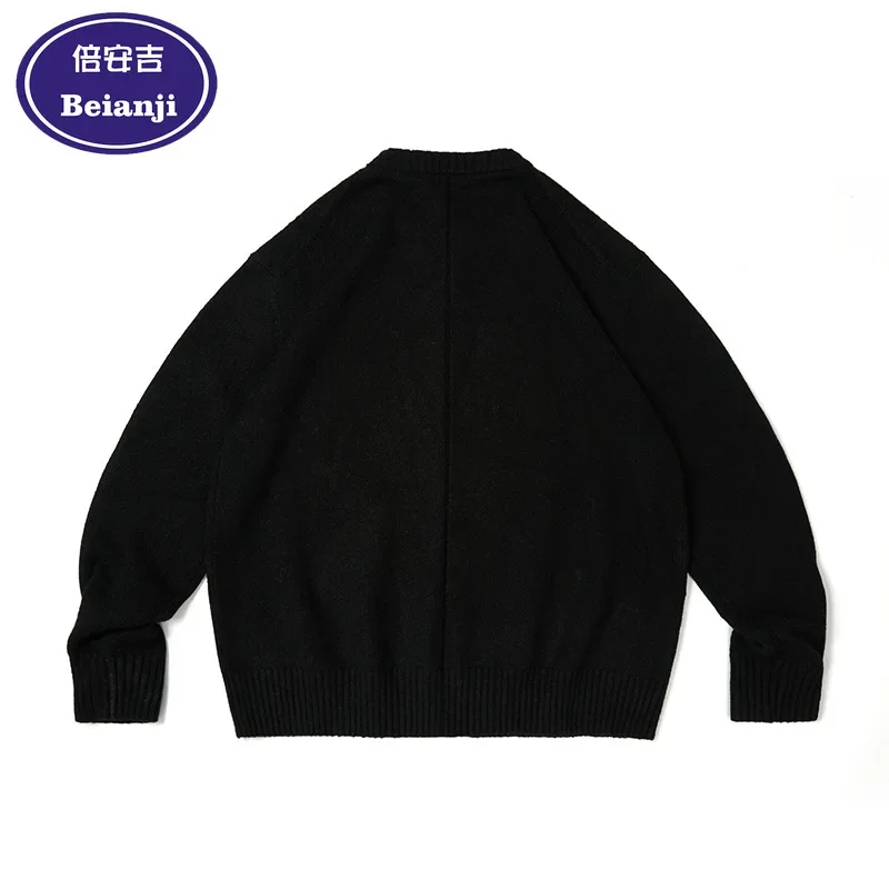 Beianji sweater lovers 2024 winter new Japanese retro lazy round neck loose cardigan sweater