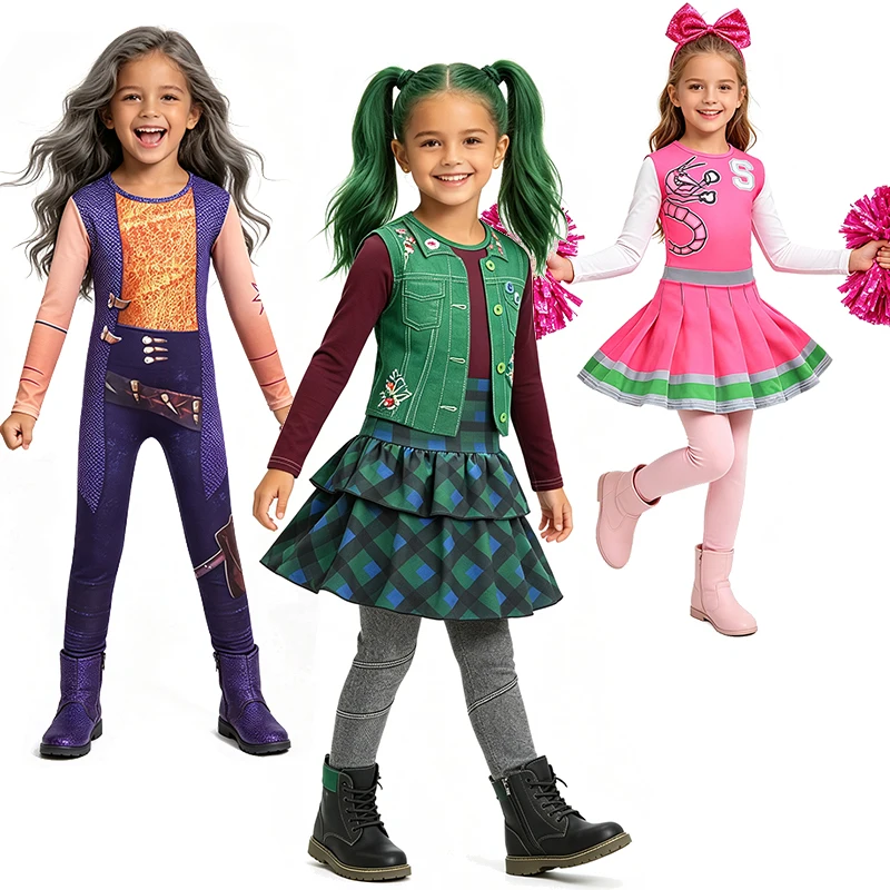 Pop Zombies Kids Clothes Halloween Cosplay Willa School Performance Cheerleader Children's Costume Carnival Party Girls Outfits