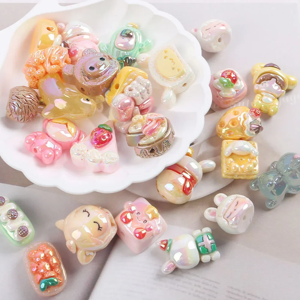 Cute Acrylic Hot Air Balloon Beads Flower Heart Butterfly Kawaii Loose for Mobile Phone Chain Bracelet Jewelry Making DIY Craft