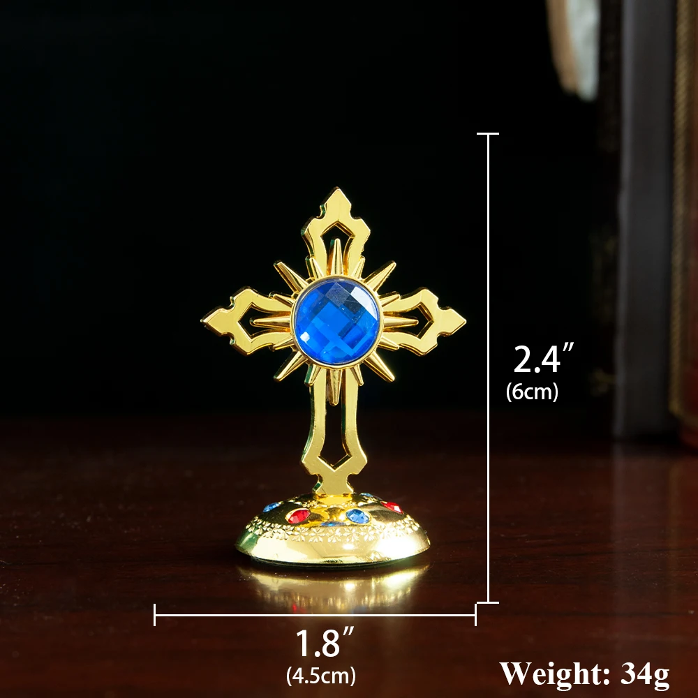 جديد 2026 الكنيسة المورد المعادن يسوع أيقونة الصليب الأرثوذكسية الجدول الصليب مع حامل للصلاة القدس ديكور المنزل صندوق هدية