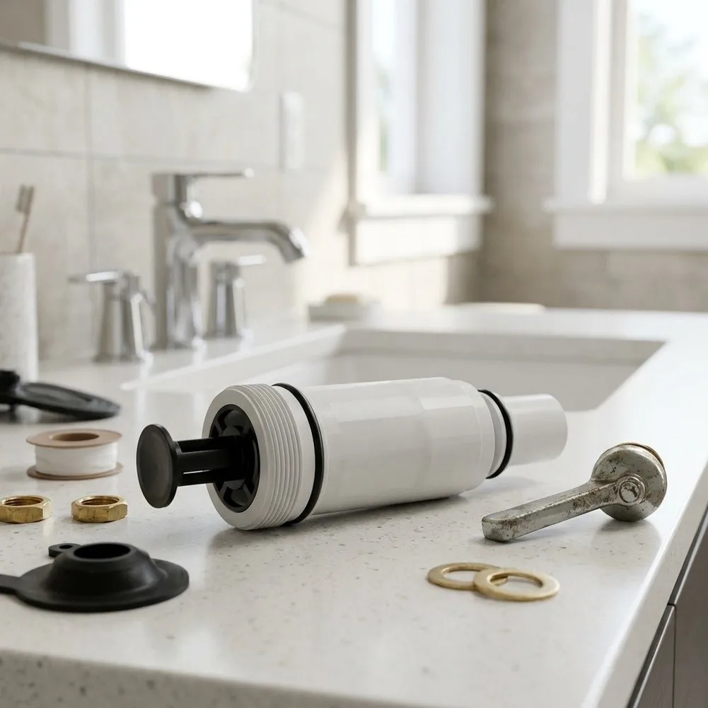 Toilet Flush Valve Cartridge Kit for Efficient Repair Compatible with 1.0 GPF and 1.6 GPF Systems White ABS Material