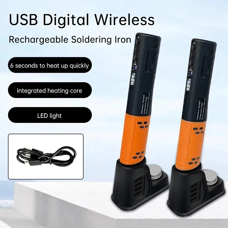 Portable Wireless USB Digital Display 200-450℃ Fast Heating Soldering Iron Household Rechargeable Soldering Pen Welding Tool