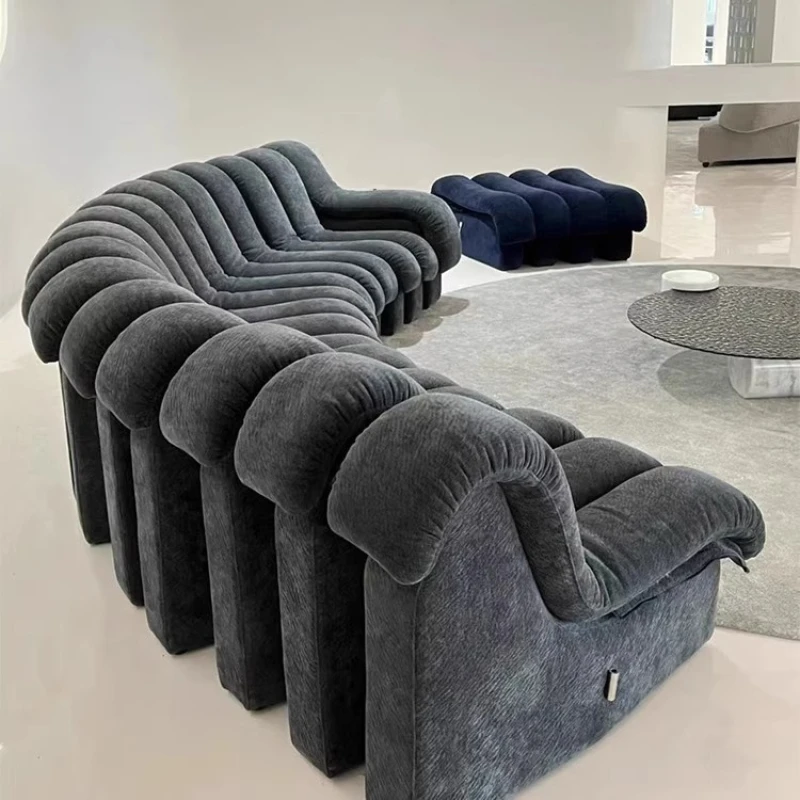Curved leather sofa Swiss snake sofa villa living room module self-organization