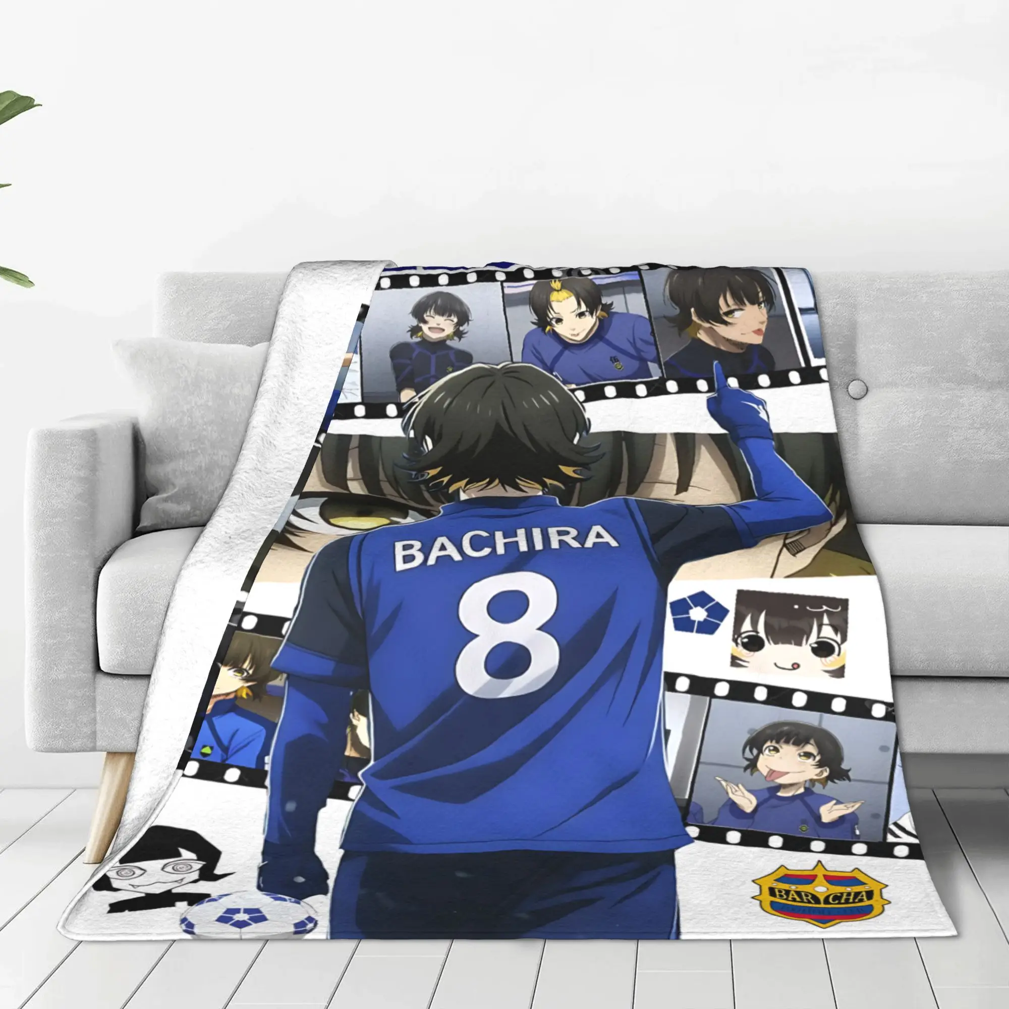 1PC Blue Lock Football Anime  home room decorations Winter Blankets for Adults Bedding Home Interior Sofa Knee