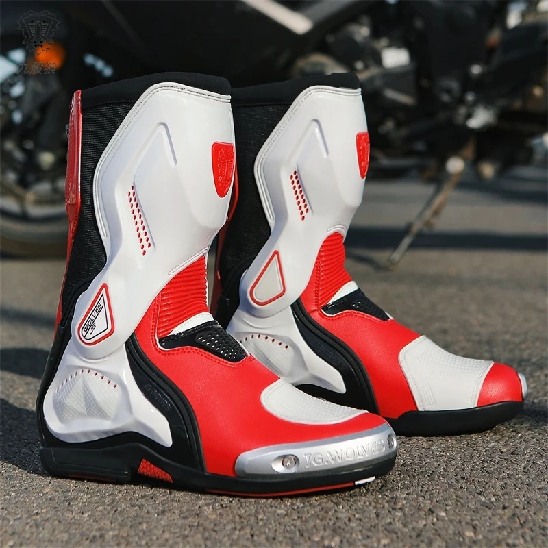 Botas de motocicleta de corte alto para hombre, zapatos de conducción informales, protección contra colisiones, talla grande, a la moda, novedad de