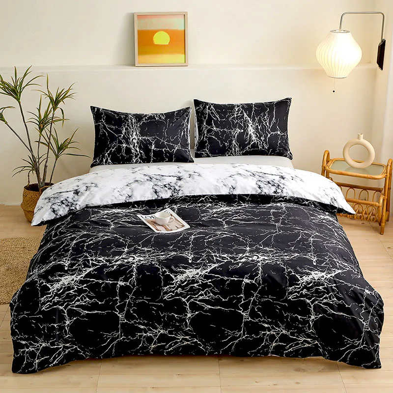 

2025 New Brushed Printed Duvet Cover Set Soft and Breathable Quilt Cover 2 Pillowcase Queen Single Size Bedding Sets for Adults