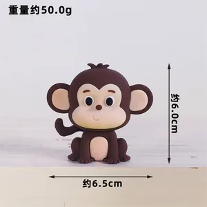 Tierwaldkuchen kleine Dekoration Tier Tier weiche Gummi -Puppen Giraffe Elefant Affe Lion Kuchen Chancen Kinder 8 Hauptverkaufsgummi Monkey - №7