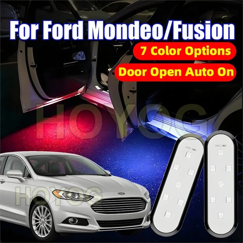 Fit for Ford Mondeo/Fusion 2013-2022 USB Rechargeable Wireless Car Door Welcome Lamp featuring a Magnetic Sensor