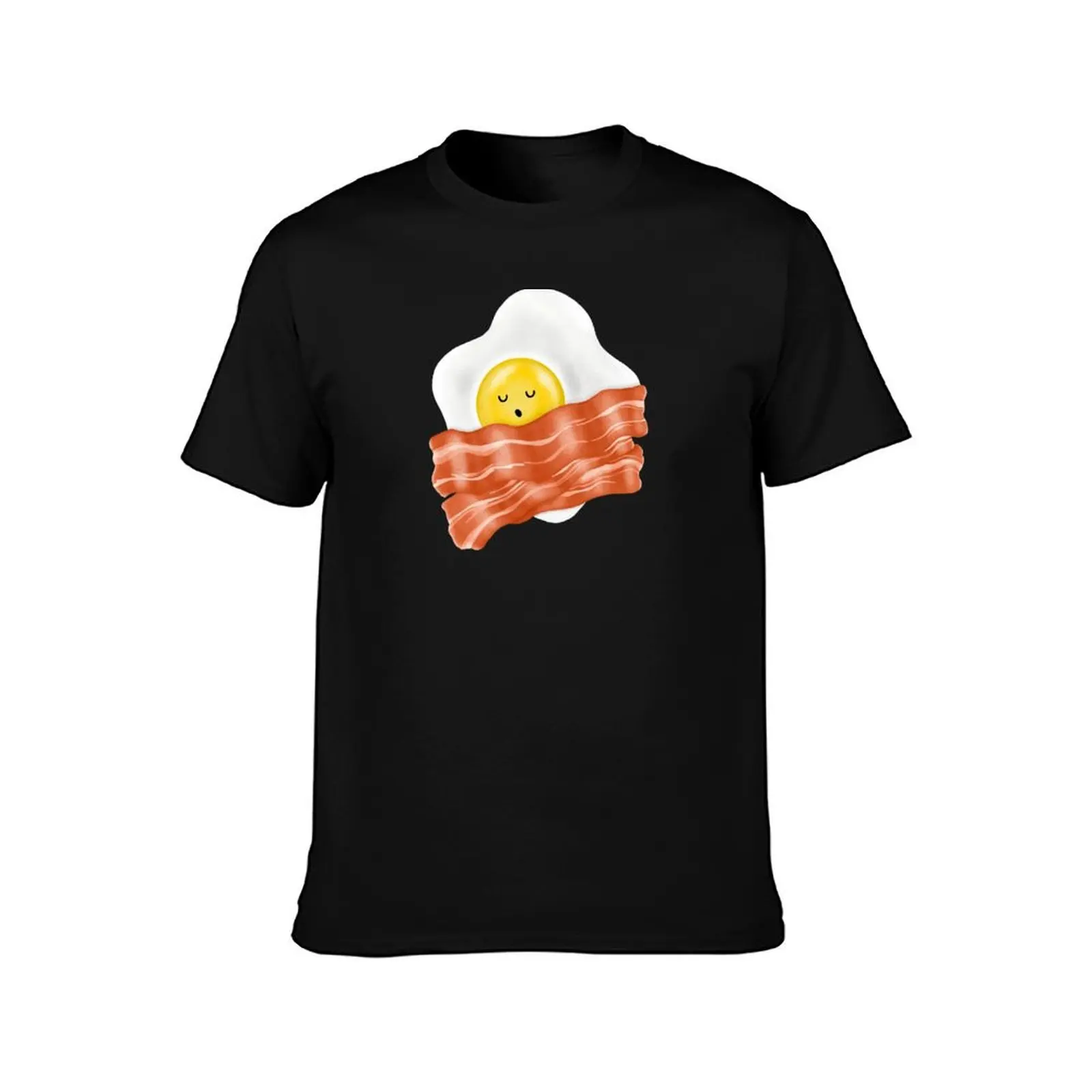Sleeping Egg on Bacon Blanket T-Shirt Summer Casual Cotton Tee Oversized Streetwear Tops Vintage Graphic Print 100% Cotton