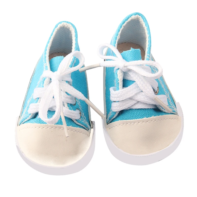 18\'\' Doll Accessories Fashion Doll Shoes Socks For 43 Cm Baby New Born Doll s White Pink Sneakers Lace-Up Canvas Mini Shoes