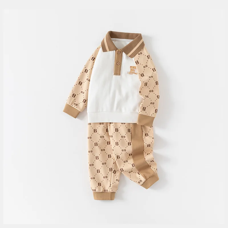 

2025 Spring Vintage Boys Clothes Set Preppy Style Kids Sport Clothes Suit Children's fashion Clothes 100% Cotton 90-130