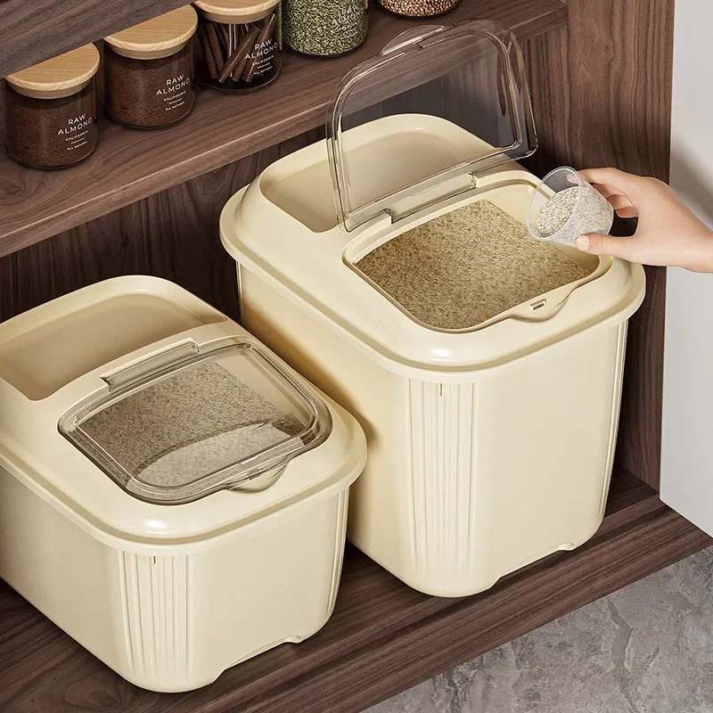 Kitchen Container Bucket Moisture Proof Insect Proof Rice Box10\15KG Grain Sealed Jar Storage Pet Dog Food Box with Bullet Lid