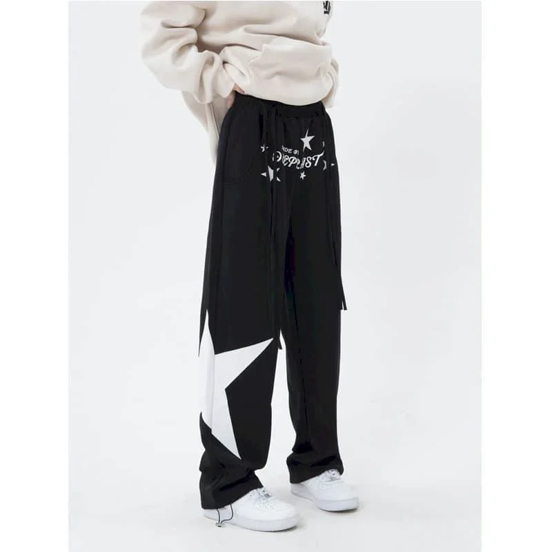 

Pop Hip-hop Women's Pants Straight Casual Star Pants Oversized Jazz Pants Vintage Trousers Loose Sporty Streetwear Women Clothin