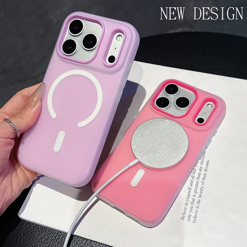 Candy Color 2-in-1 Magnetische Matte Hülle für iPhone 17 16 15 11 14 13 12 Pro Max Plus für Magsafe Kabelloses Laden Silikon TPU Cover – Detail 4