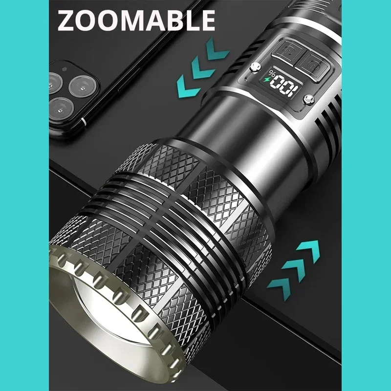 35000LM Most Powerful 1000W High Power Super Bright Led Tactical Flashlights 18650 Battery Waterproof Emergency Spotlights