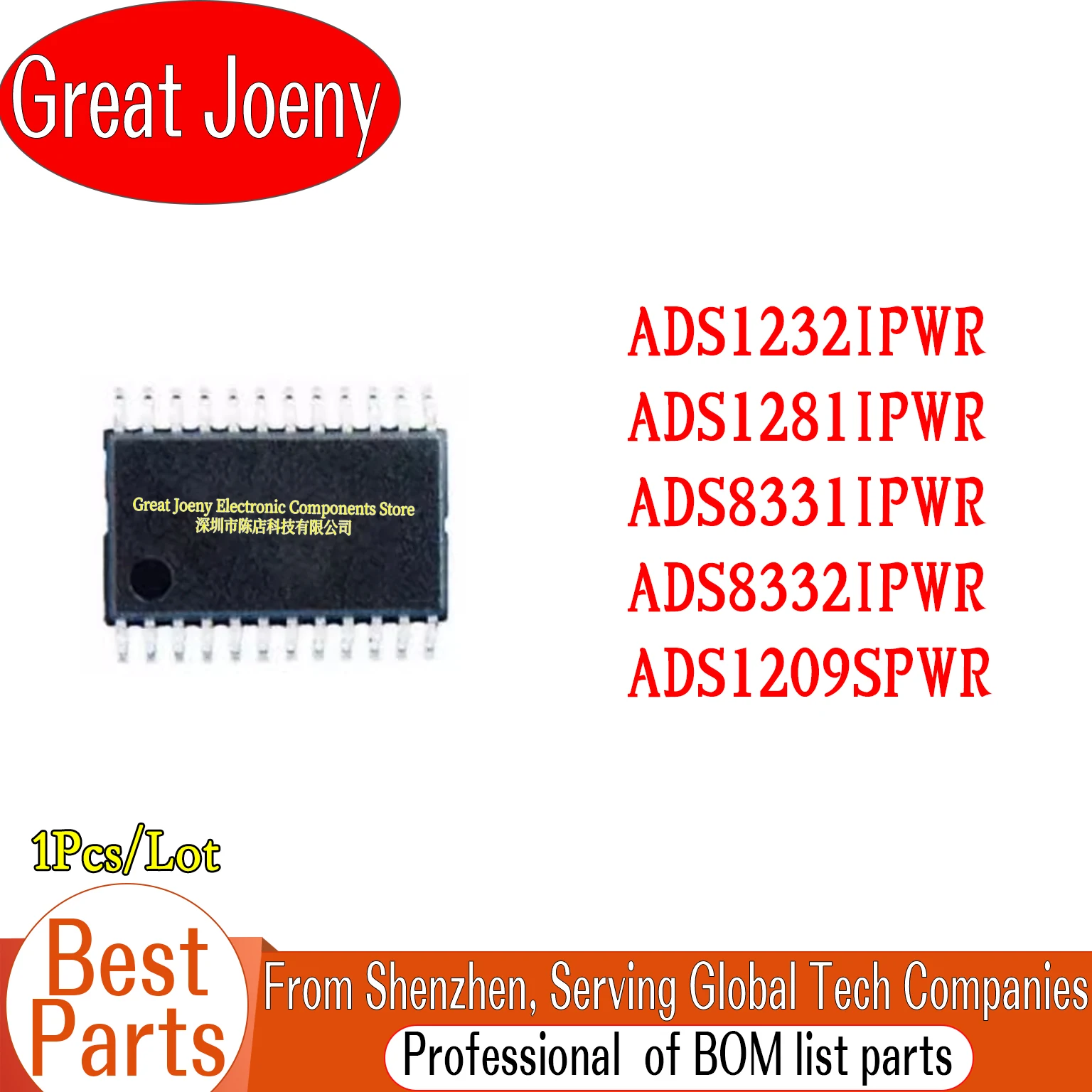 

100% New ADS1232 ADS1281 ADS8331 ADS8332 ADS1209 ADS1232IPWR ADS1281IPWR ADS8331IPWR ADS8332IPWR ADS1209SPWR IC Chipset TSSOP-24