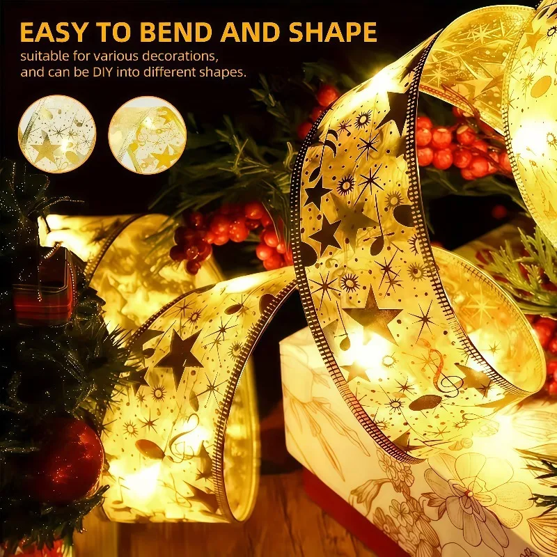 Battery Box Christmas Decorative Ribbon Light (Without Battery), Christmas Tree Ribbon Fairy String Light, DIY Light Strip