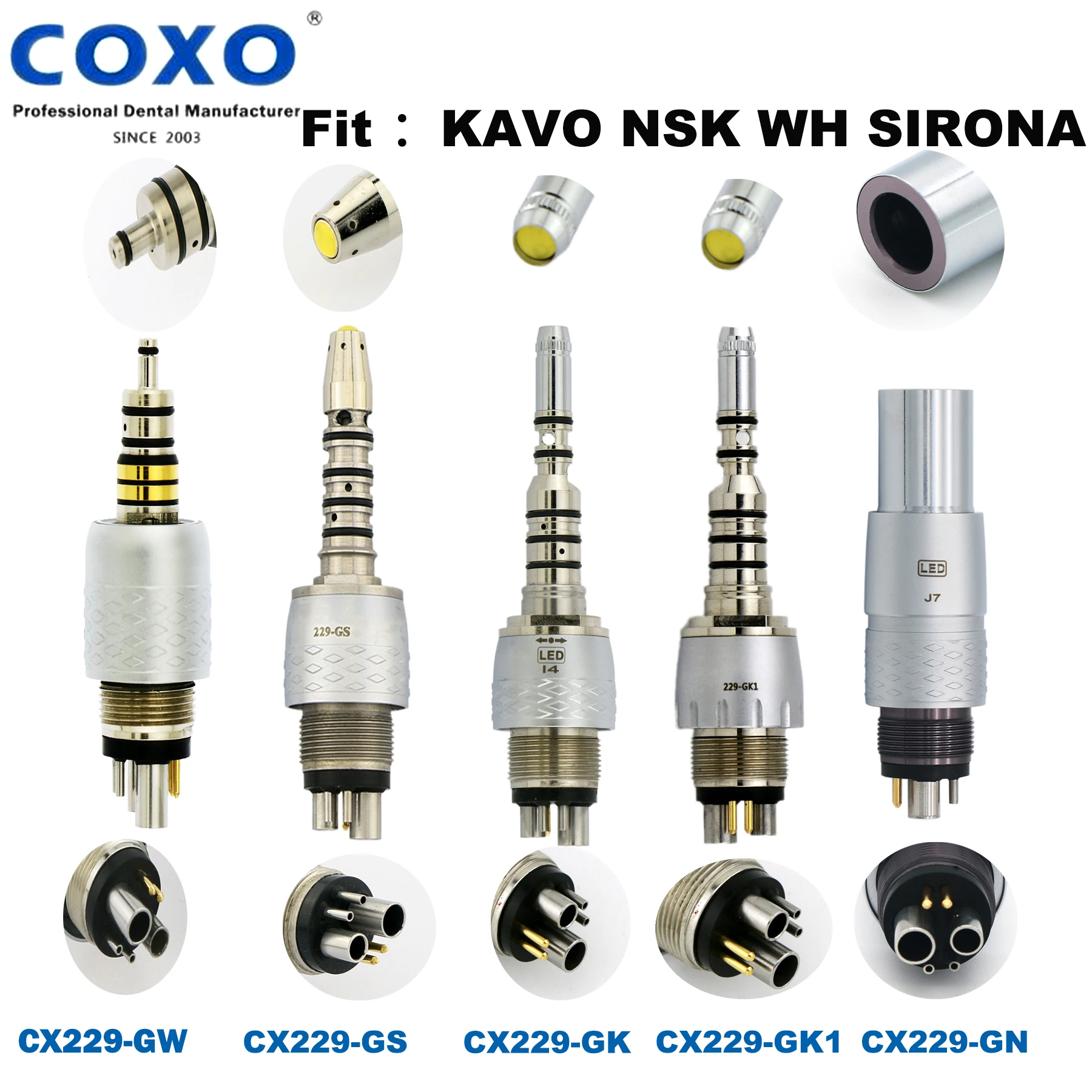 COXO Dental 6 Pin LED Coupling Coupler For Fiber Optic High Speed Handpiece Fit KAVO NSK WH SIRONA Dentist Tools