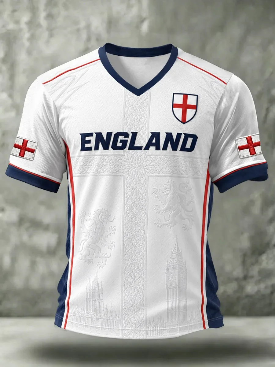 Badminton England - England Soccer Jersey White Base Navy