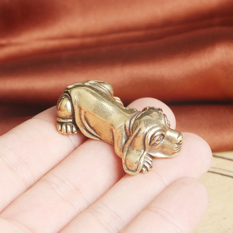 Solid Brass Beagle Dog Figurines Animal Miniatures Crafts Desktop Ornaments Desk Living Room Home Decoration Accessories