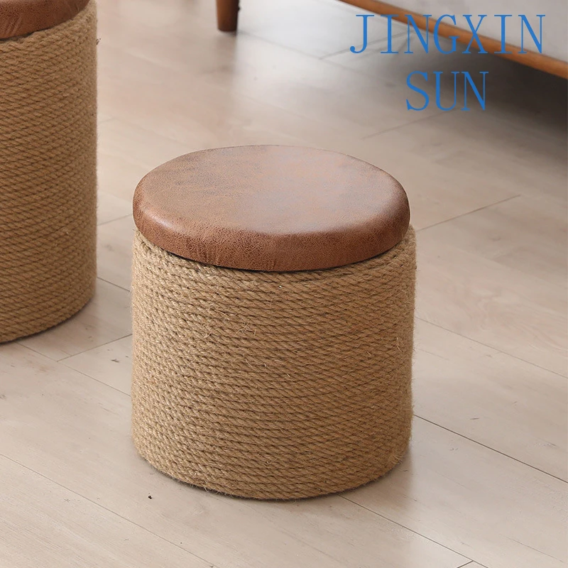 Home Round Wobble Stool with Storage Function Curve Base Wood with Sponge Chic Curve Base Ottoman Stool for Living Rooms