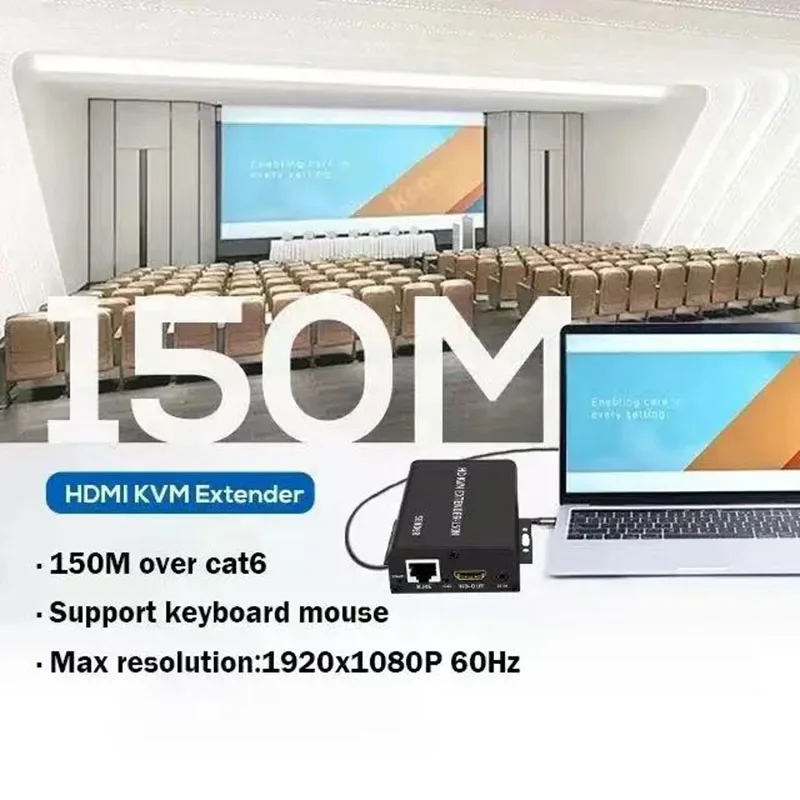 150M KVM Extender for HD over RJ45 Lan Cat5e/6 Cable KVM USB Extender Transmitter and Receiver for Keyboard Mouse DVR