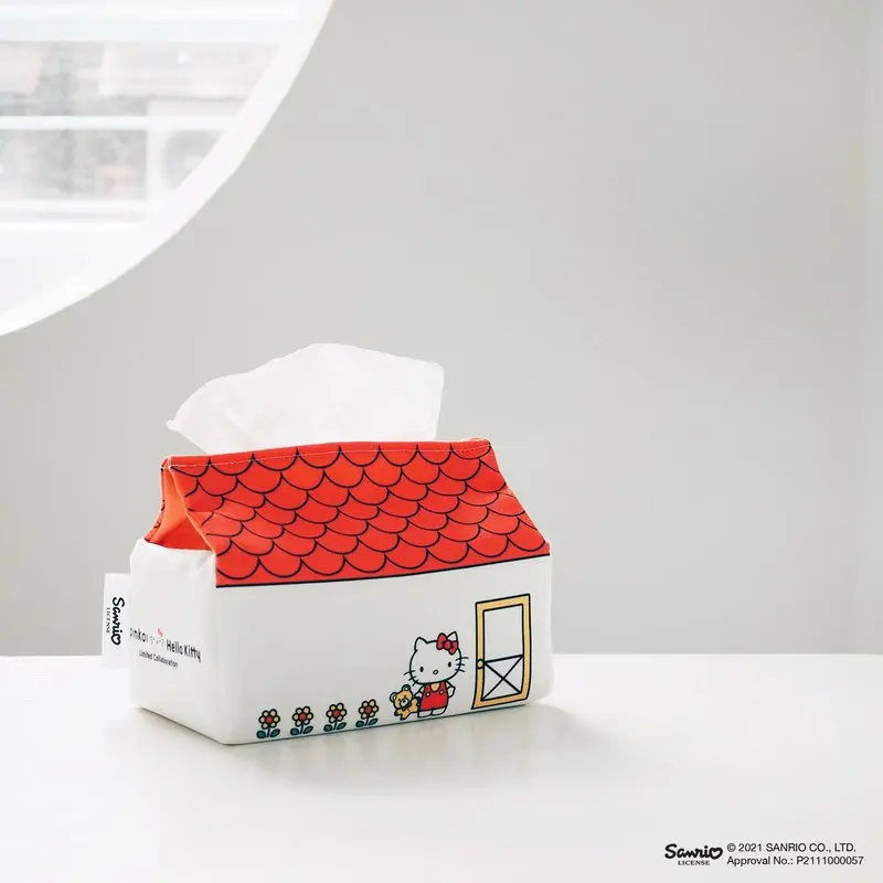 Caja de pañuelos de dibujos animados Kawaii Hello Kitty, papel de dibujo para el hogar, decoración de escritorio para sala de estar, accesorios para mujer al por mayor