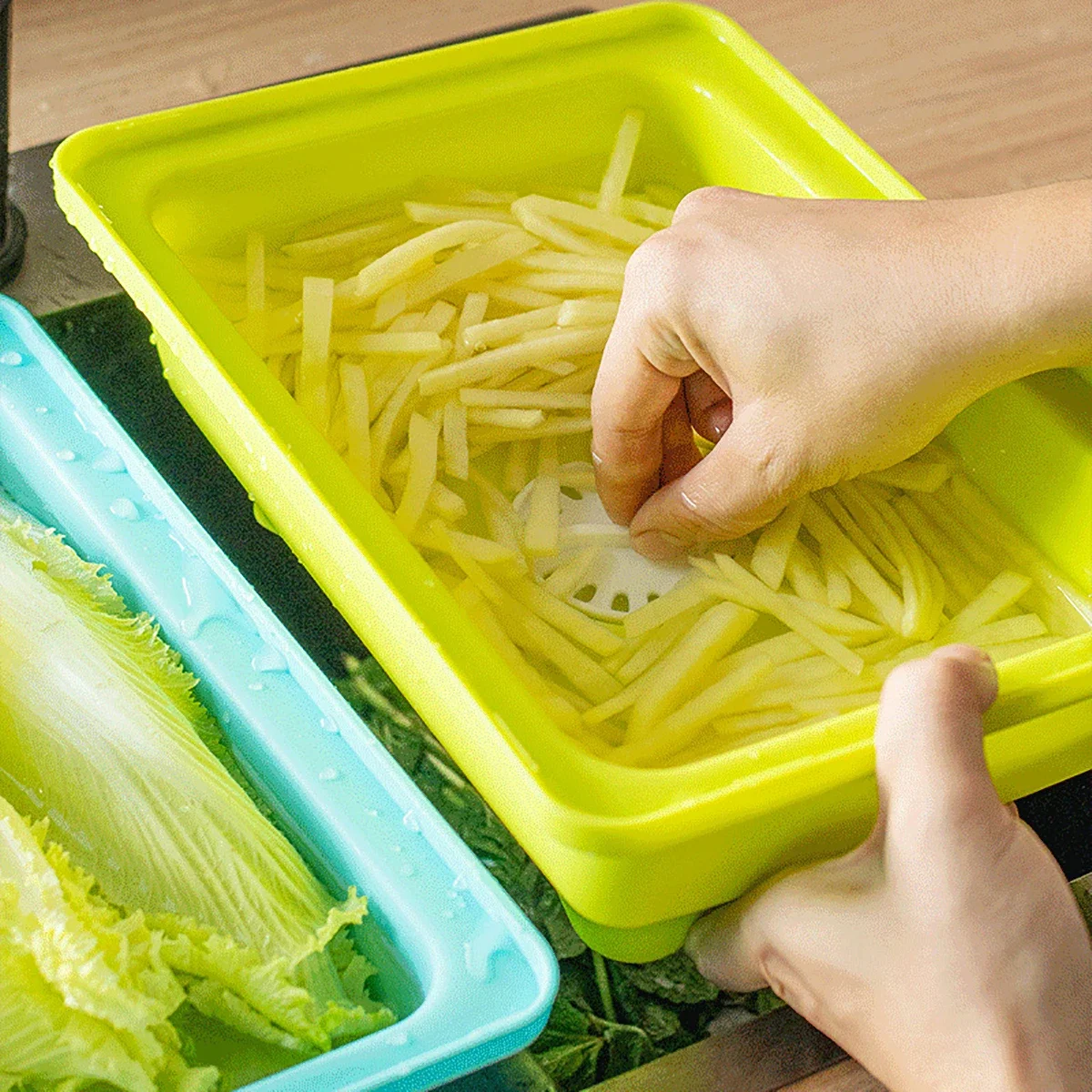 

1pc Cleaning Vegetable Basket Drain Basket With Cutting Board Fruits Basket The Basin Suitable for Kitchens Picnics Camping